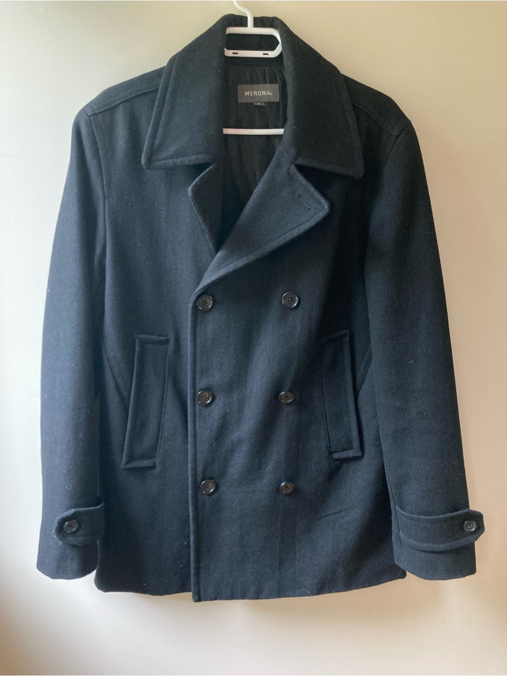 Men’s Merona Wool Blend Black Pea Coat - Size Small